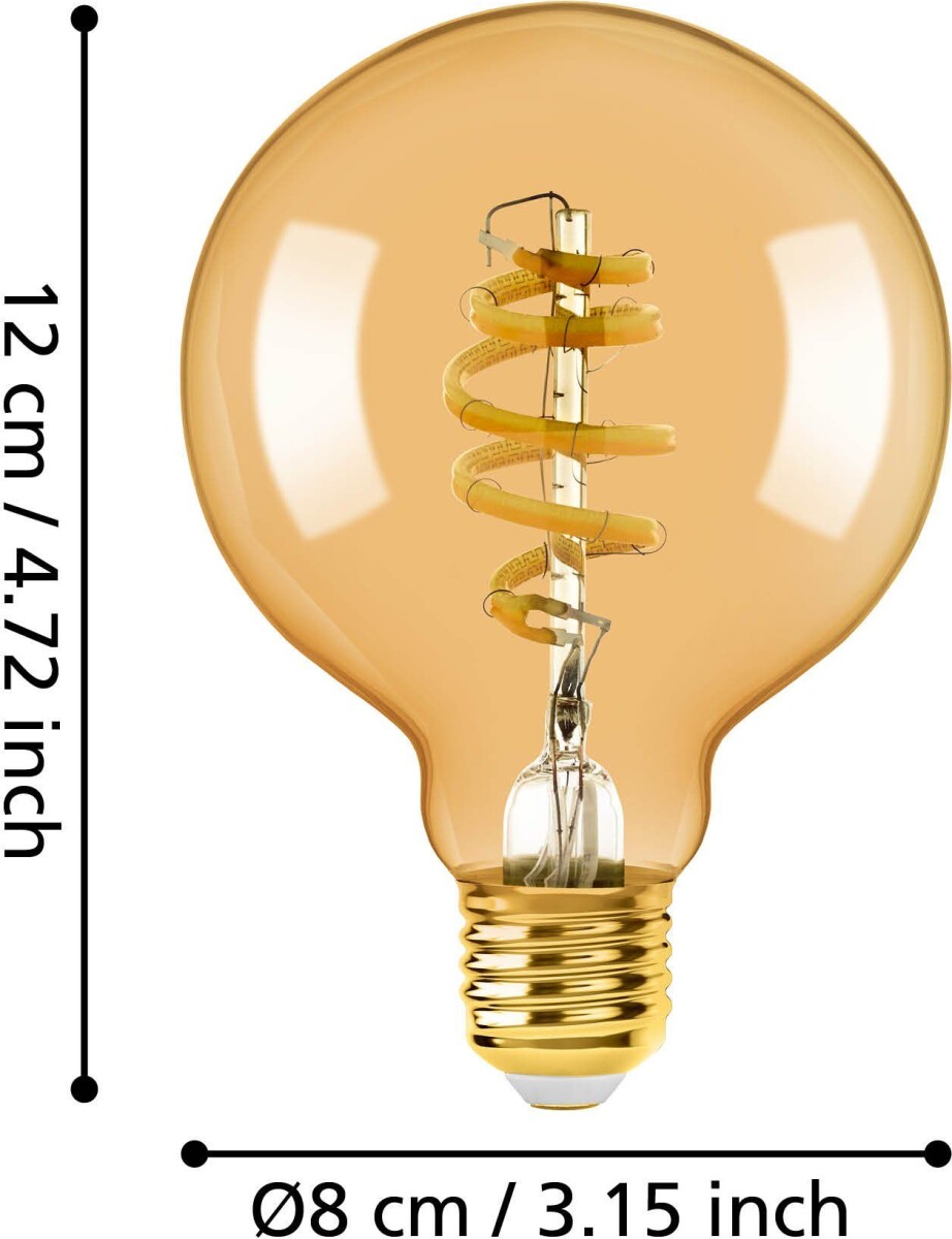 Eglo - G80 - E27 Led Pære - Spiral Amber - Dæmpbar - Tw Zigbee Bt