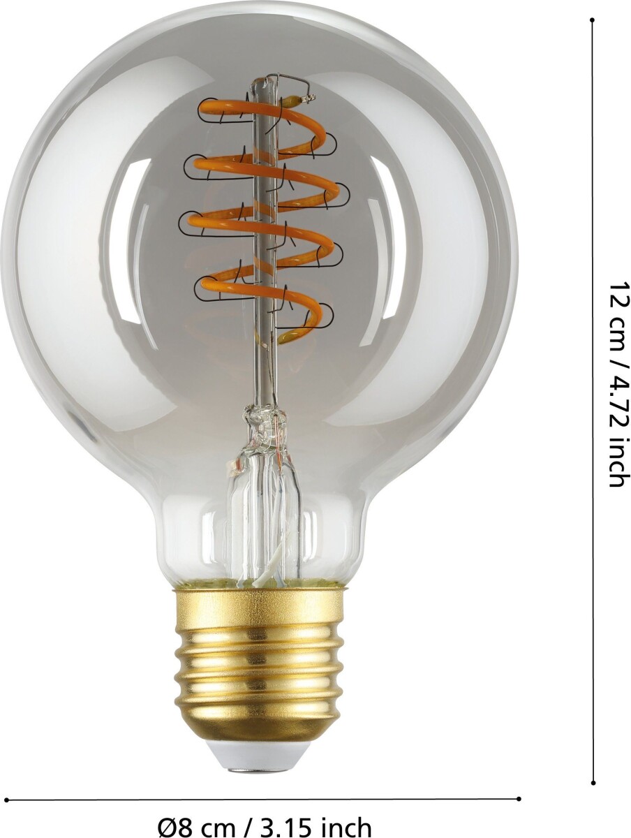 Eglo - G80 - E27 Led Pære - Spiral Røg Varm Hvid - Dæmpbar - Zigbee Bt