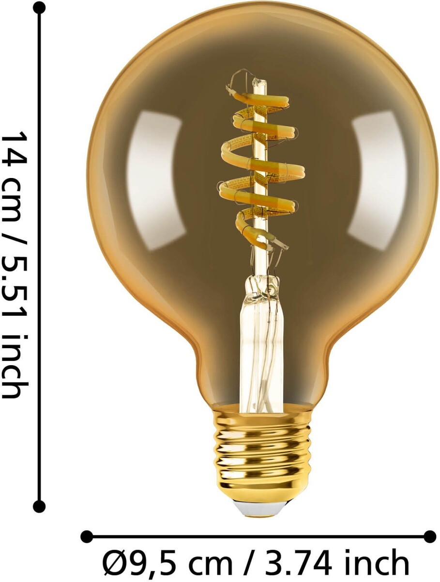 Eglo - G95 - E27 Led Pære - Spiral Amber - Dæmpbar - Tw Zigbee Bt