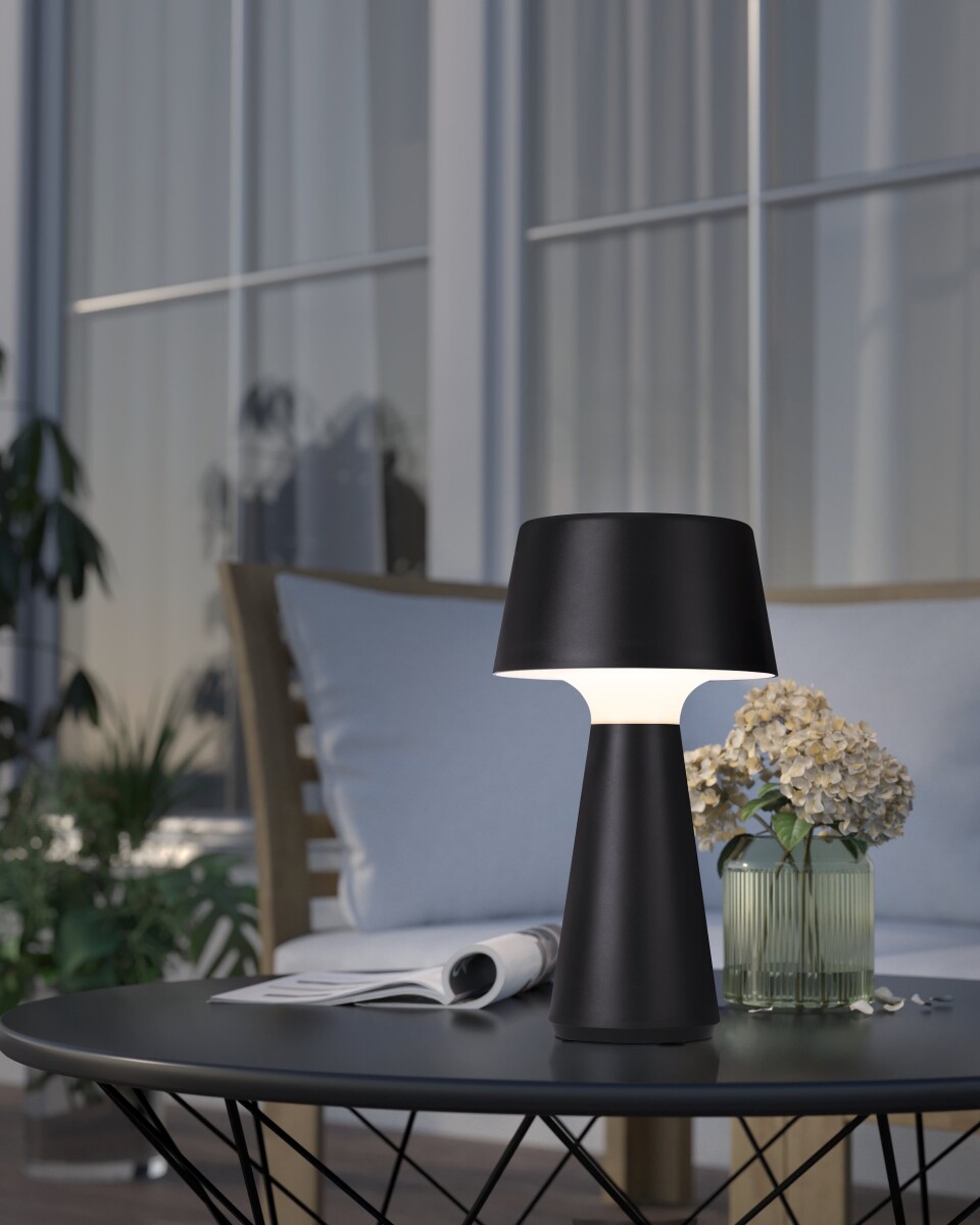 Eglo - Huesa - Udendørs Bordlampe - Usb-C Touch Ip44 - Sort