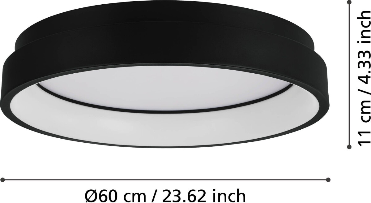 Eglo - Marghera-Z - Plafond Lampe - Sort - Ø 60 Cm - Rgb Tw Zigbee Bt