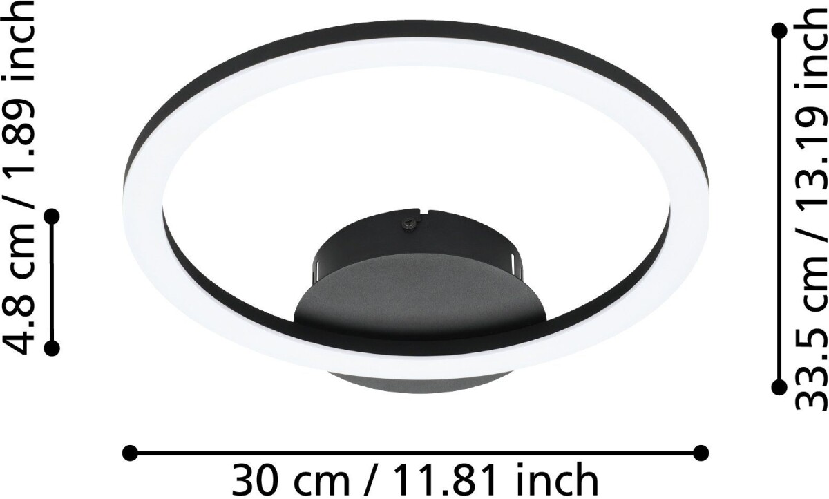 Eglo - Paranday-Z - Loftlampe - Cirkel Sort - 34X30 Cm - Tw Zigbee Bt