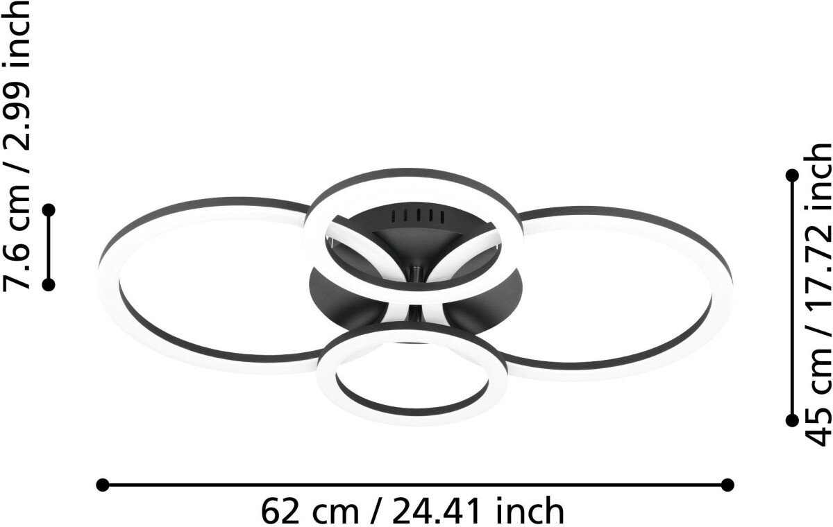 Eglo - Paranday-Z - Loftlampe - Cirkler Sort - 61 5X45 Cm - Tw Zigbee Bt