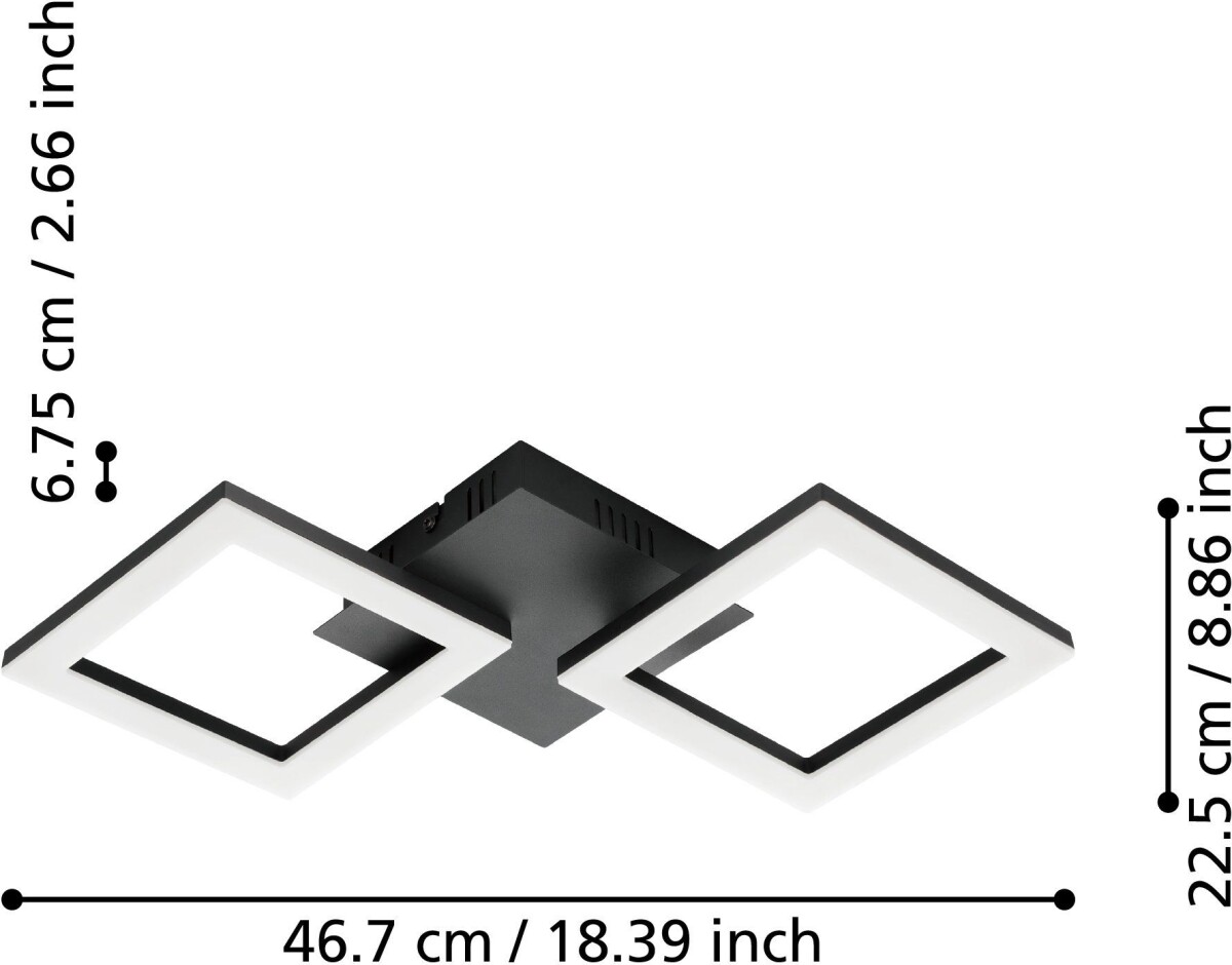 Eglo - Paranday-Z - Loftlampe - Firkanter Sort - 477X22 5 Cm - Tw Zigbee Bt