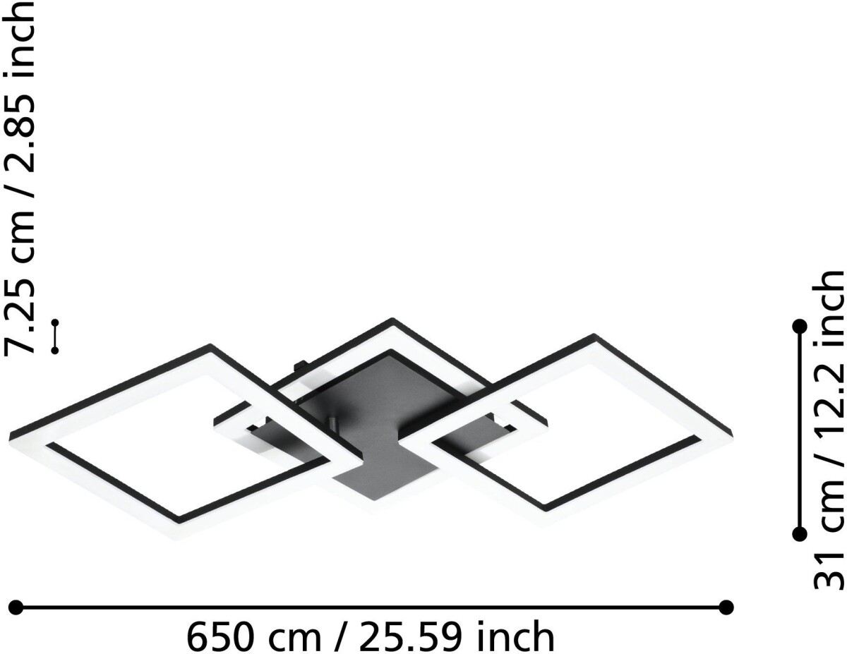 Eglo - Paranday-Z - Loftlampe - Firkanter Sort - 65X31 Cm - Tw Zigbee Bt