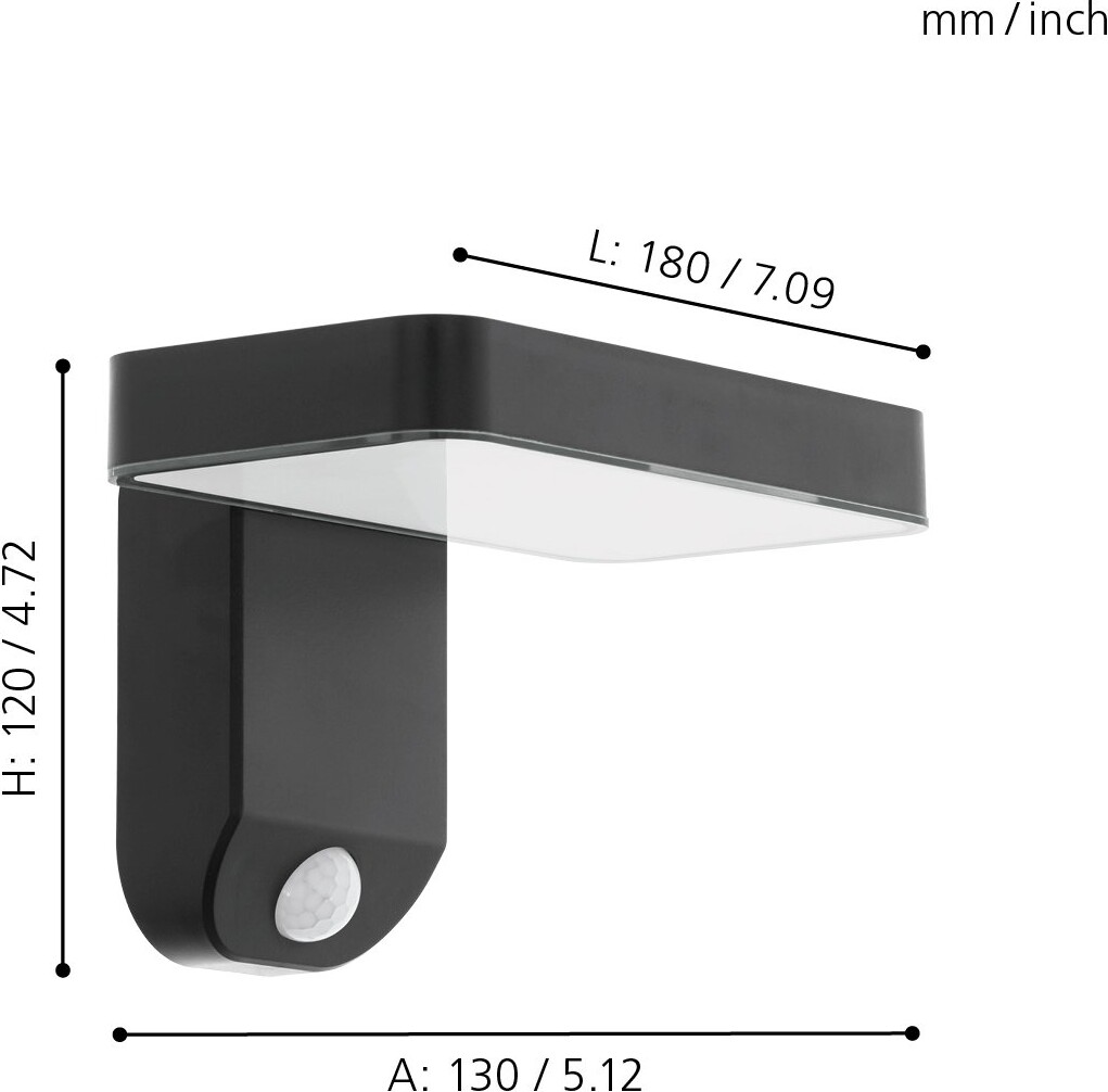 Eglo - Pastion - Udendørs Solcelle Væglampe Med Sensor - Sort