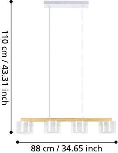 Eglo - Portico-Z - Langbordspendel - Natur Og Klar - L 88 Cm - Rgb Tw