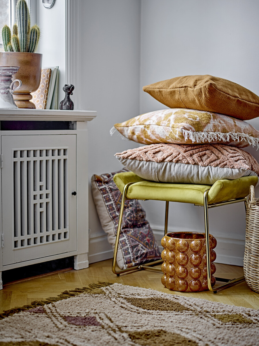 Bloomingville - Emalie Pude - Brun - Bomuld - 60X35 Cm