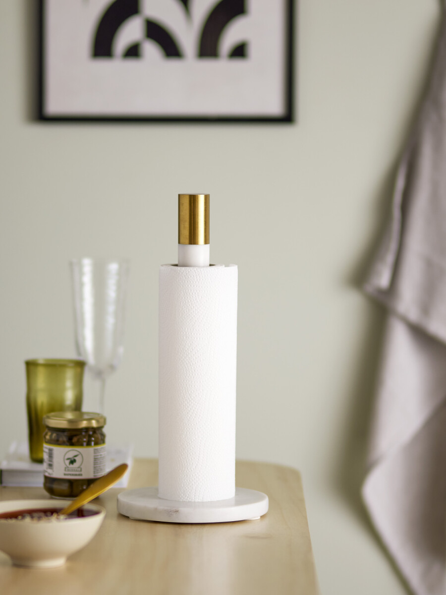 Bloomingville - Emira Køkkenrulleholder - Hvid - Marmor