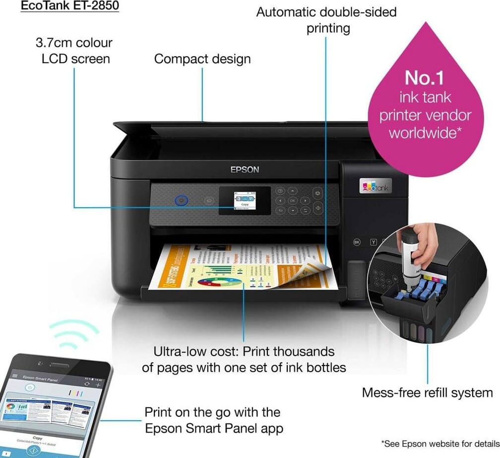 Epson Ecotank Et-2850 All In One Inkjet Multifunction