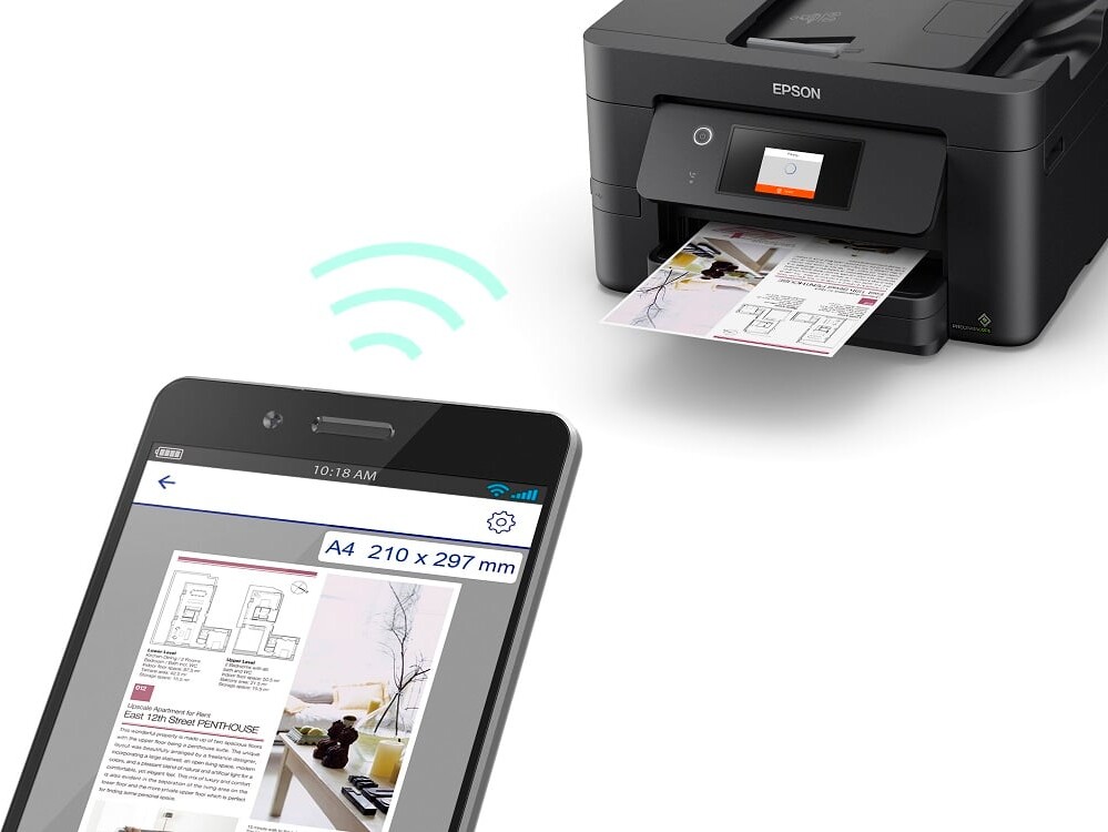 Epson Workforce Pro Wf3825dwf Printer 21 Spm Wifi Fax Se tilbud