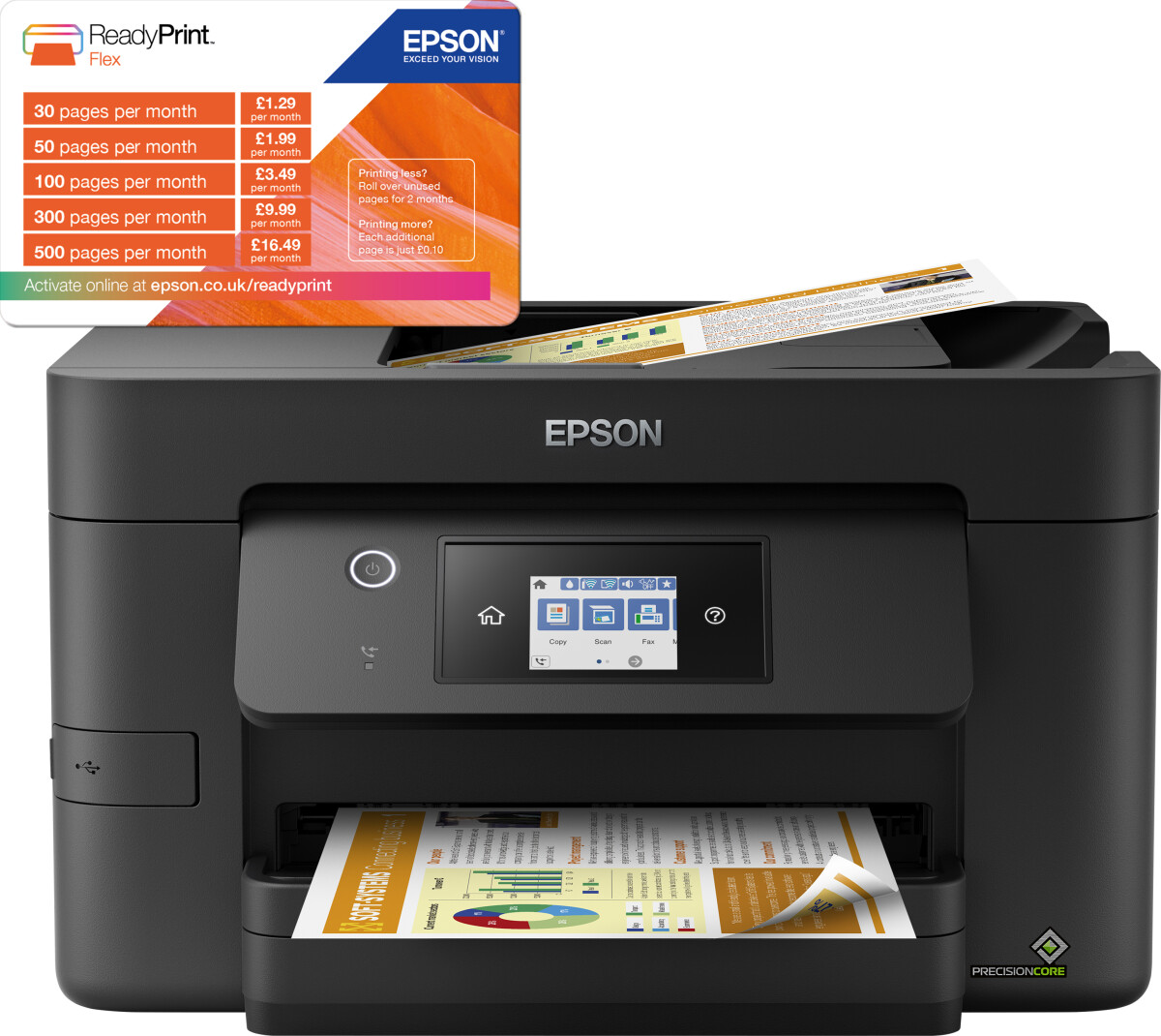 Epson Workforce Pro Wf-3825Dwf - Printer - 21 Spm Wifi Fax