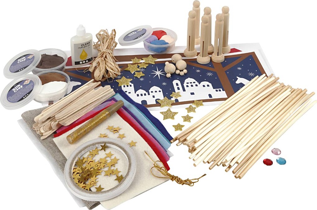 Silk Clay - Jule Diy Kit - Et Barn Er Født - Krybbespil