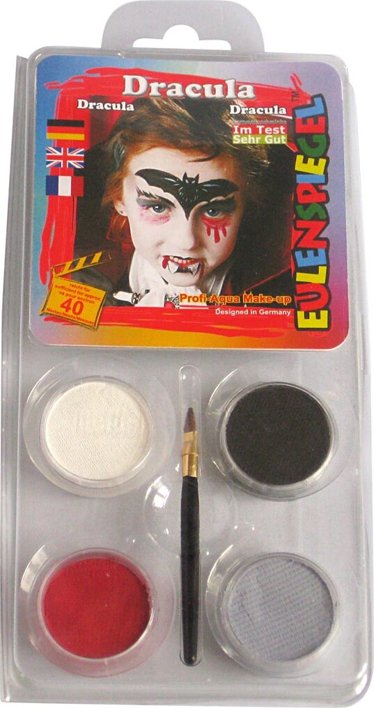 Eulenspiegel Ansigtsmaling - Sminkesæt - Dracula - 4 Farver