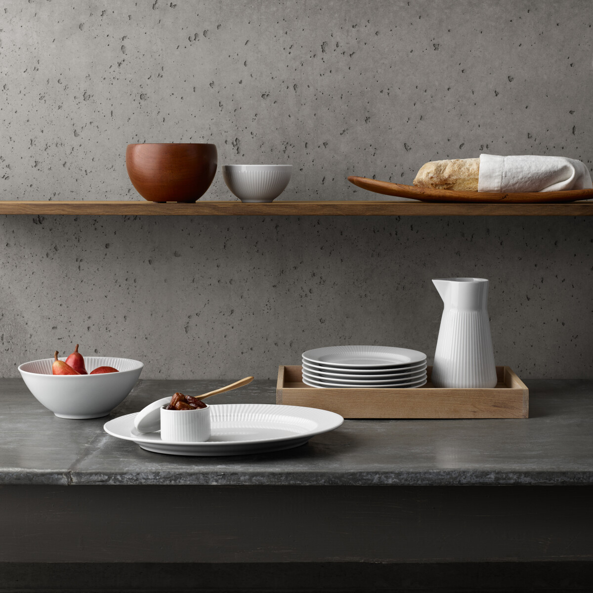 Eva Trio - Legio Nova Skål - Hvid - Riflet - Ø 13 Cm - 2 Stk