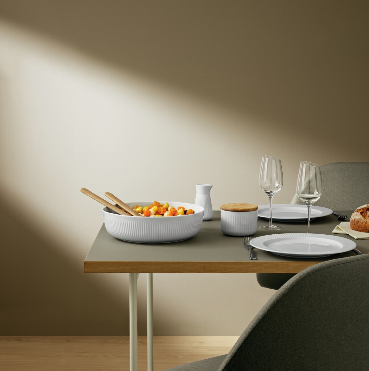 Eva Trio - Legio Nova Skål - Hvid - Riflet - Ø 28 5 Cm