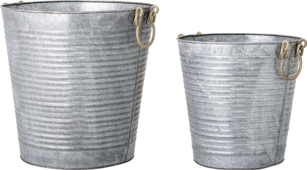 Bloomingville - Evar Krukke - Grå - Galvaniseret Jern - 2 Stk