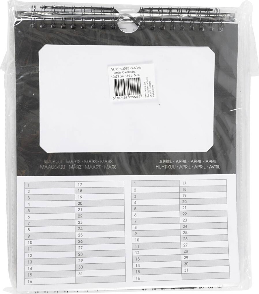 Evighedskalender - Str 19X23 Cm - 180 G - 5 Stk
