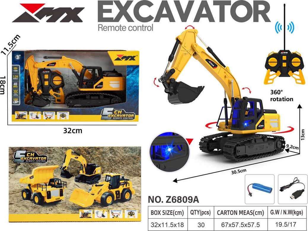 Excavator Rc 1 24 2 4Ghz 3 7V 500Mah 6 Channels - Z6809A - Mx