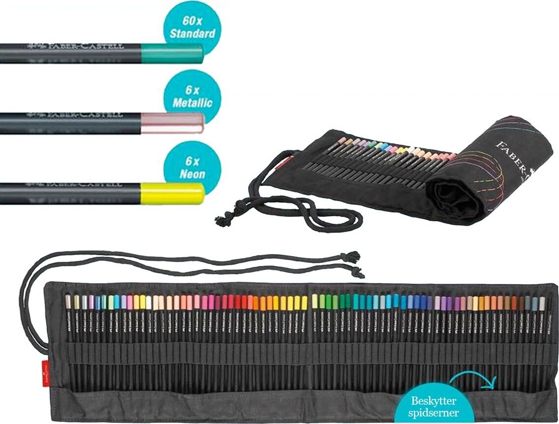 Faber-Castell Farveblyanter - Black Edition - Rullepenalhus Med 72 Dele