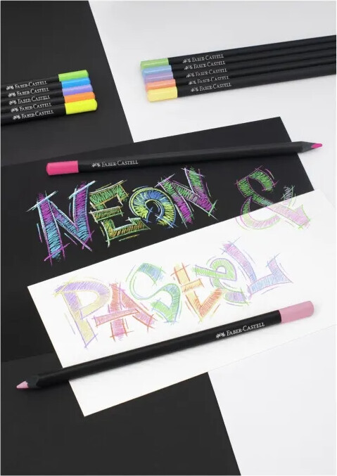 Faber-Castell - Black Edition - Farveblyanter - Neon Pastel - 12 Stk