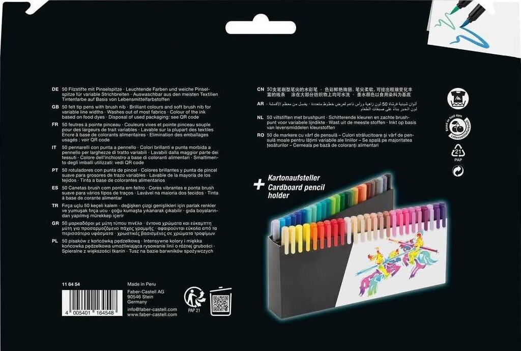 Faber-Castell - Black Edition Marker Penselspids Blød - 50 Farver