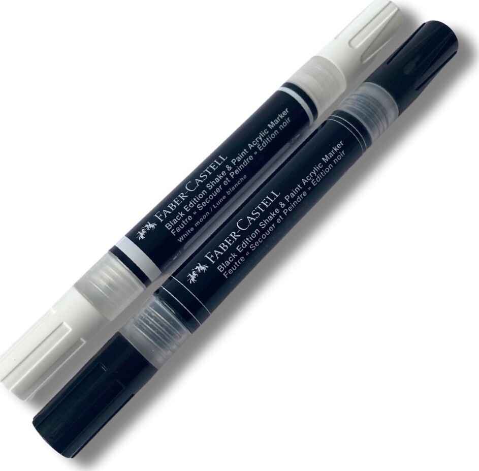 Faber-Castell - Shake Paint Akryltusser - 2 Stk - Sort Og Hvid