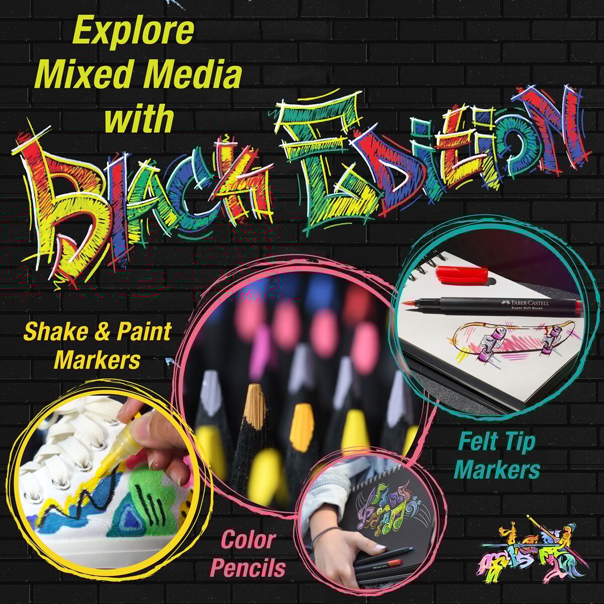 Faber-Castell - Shake Paint Akryltusser - 4 Stk - Neonfarver