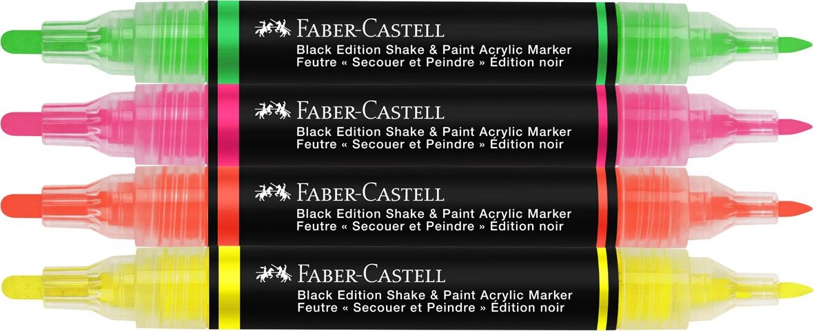 Faber-Castell - Shake Paint Akryltusser - 4 Stk - Neonfarver