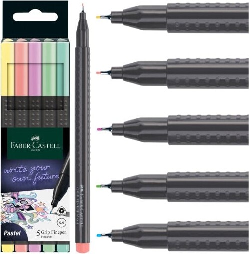 Faber-Castell - Grip Finepen - Fineliner - 04 - Pastel - 5 Stk