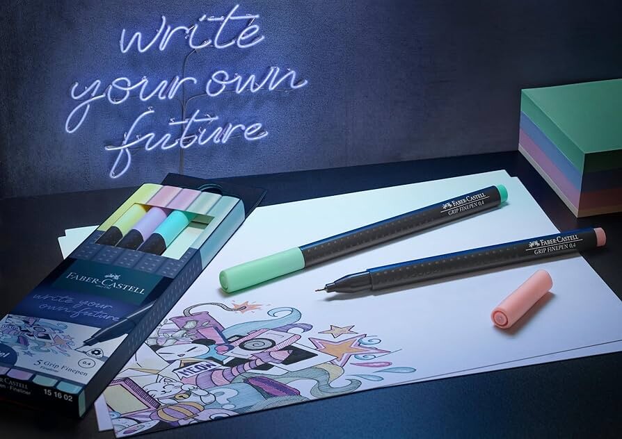 Faber-Castell - Grip Finepen - Fineliner - 04 - Pastel - 5 Stk