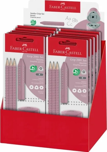 Faber-Castell - Grip 2001 Sæt - Inkl 3 Grafitblyanter - Rose