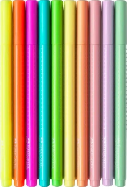 Faber-Castell - Grip Tusser Sæt - Neon Og Pastel - 10 Stk