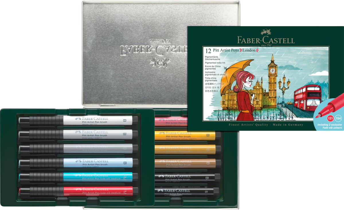Faber-Castell - Pitt Artist Pens - Penseltusser - London - 12 Stk