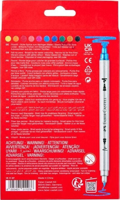 Faber-Castell - Tusser Dobbelt Tyktynd Glitter - 10 Asst