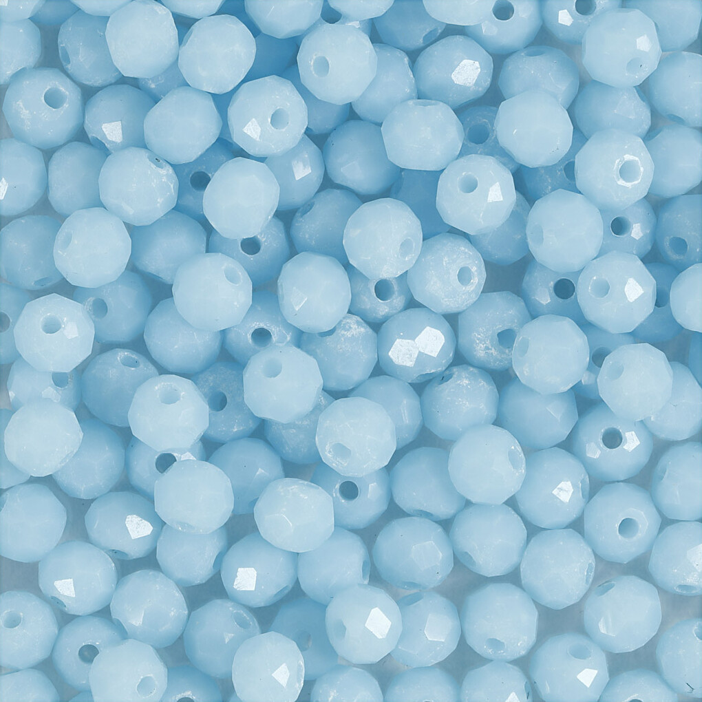 Facetperler - Str 3X4 Mm - Hulstr 0 8 Mm - Havblå - 100 Stk