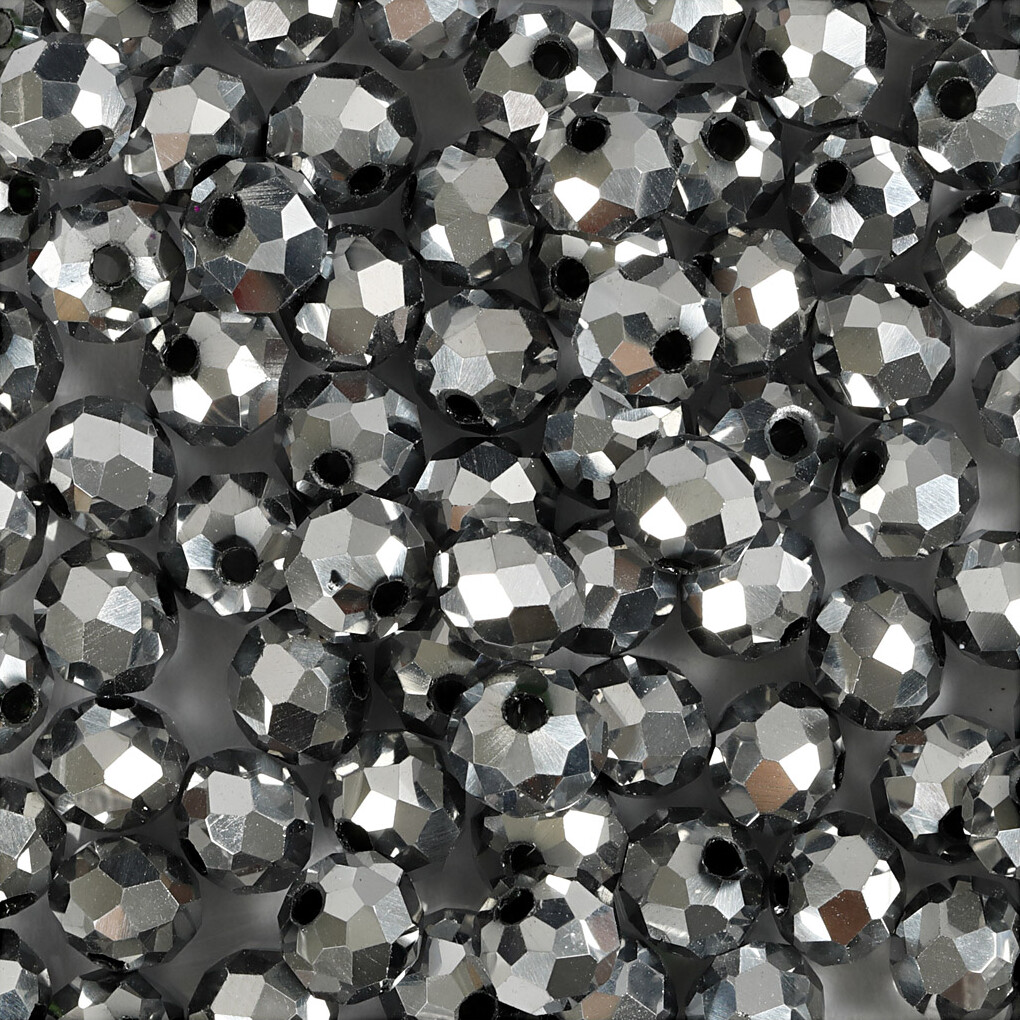 Facetperler - Str 5X6 Mm - Hulstr 1 Mm - Metallic Grå - 100 Stk