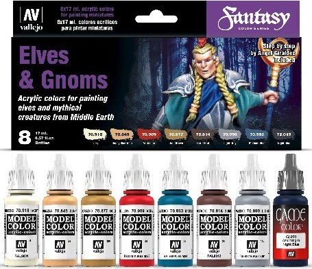 Vallejo - Maling Sæt Til Modelhobby - Elves Gnomes - 8X17 Ml
