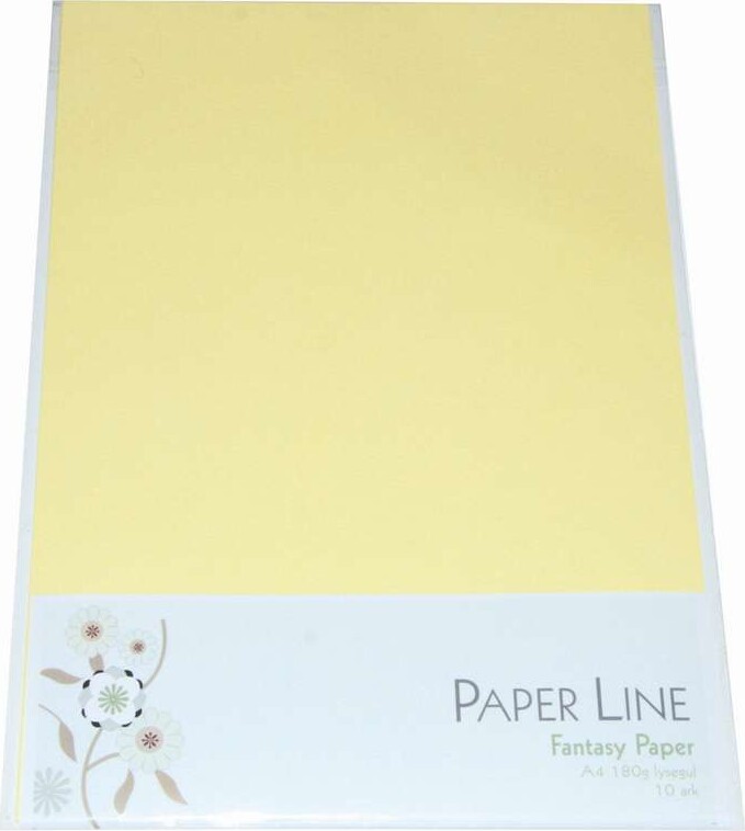 Karton - A4 - Lysegul - 10 Ark - 180 G - Fantasy Paper - Paper Line