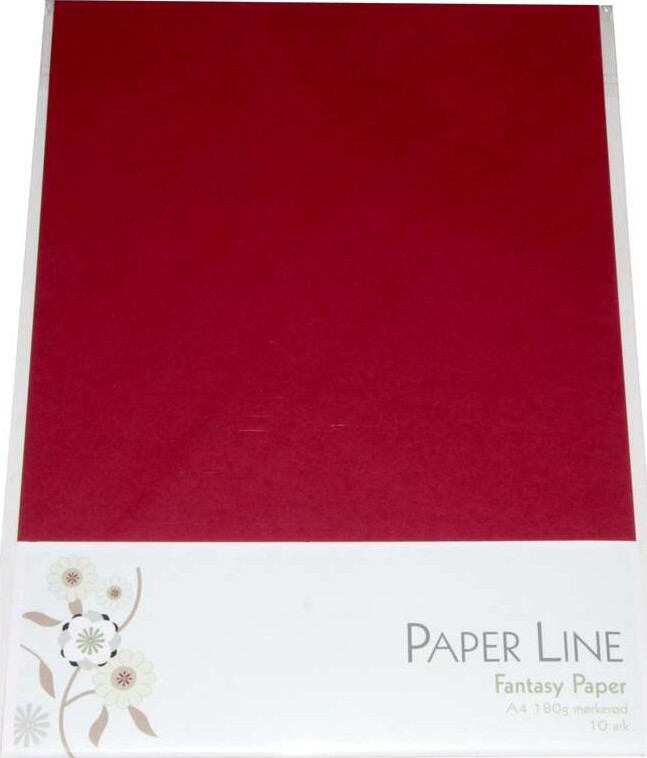 Karton - A4 - Mørkerød - 10 Ark - 180 G - Fantasy Paper - Paper Line