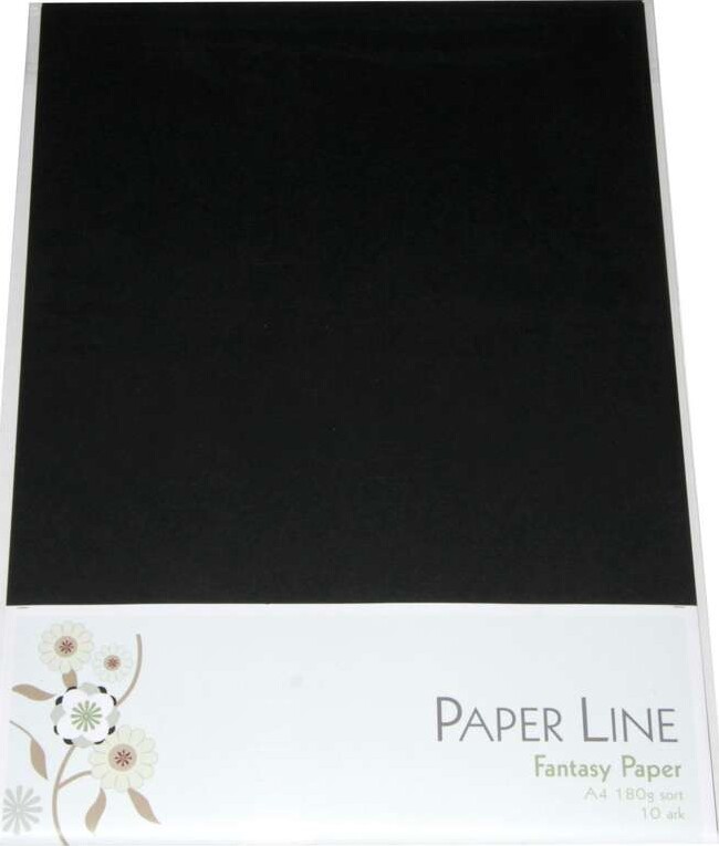 Karton - A4 - Sort - 10 Ark - 180 G - Fantasy Paper - Paper Line