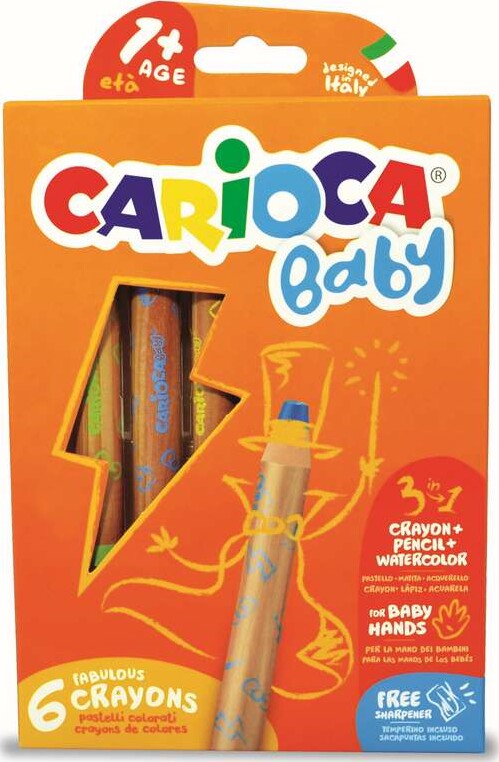 Carioca Baby - 3-I-1 Farvekridt Til Børn - 6 Farver