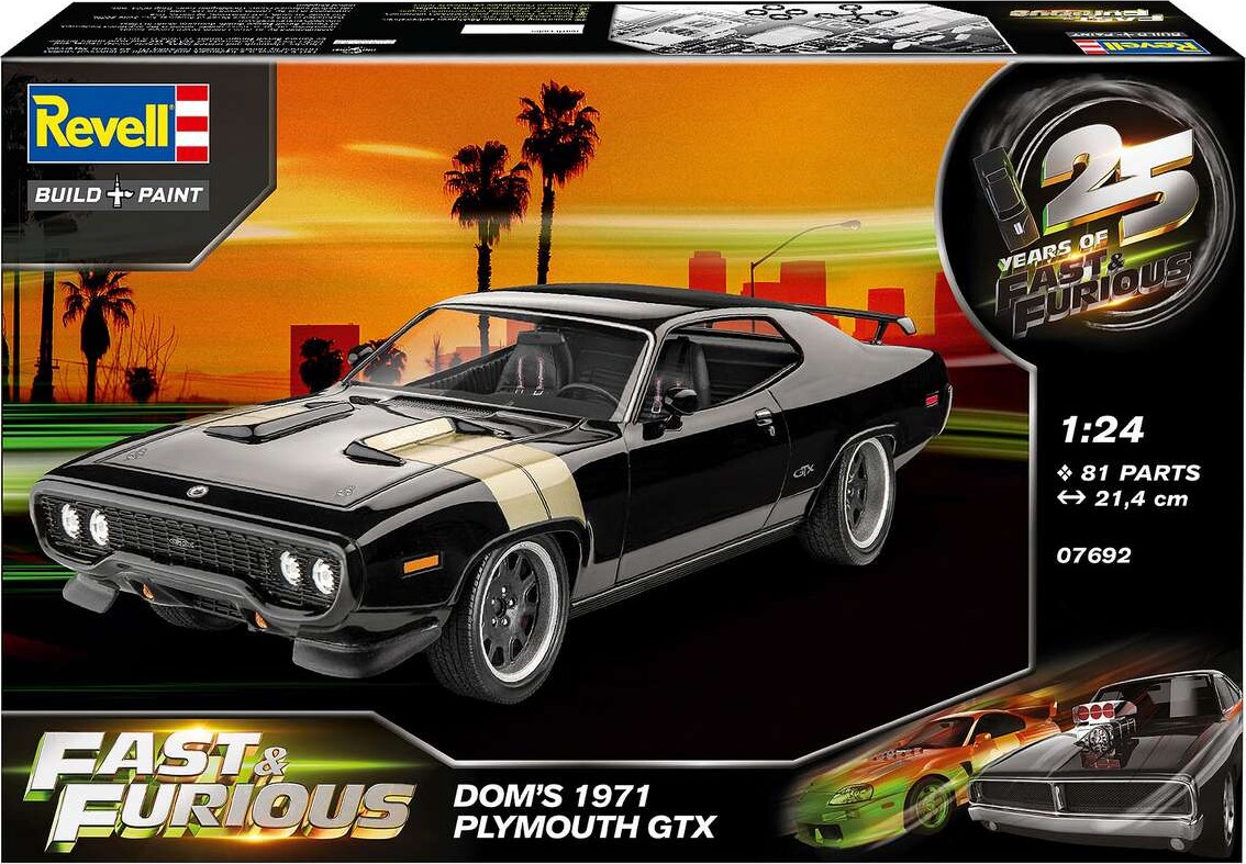 Revell - Fast Furious - Dominics Plymouth Gtx Bil Byggesæt - 1 24 - Level