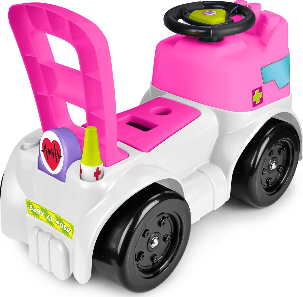 Køb Gåbil Til Børn - Ambulance Med Byggeklodser - Pink - Feber - Gucca.dk