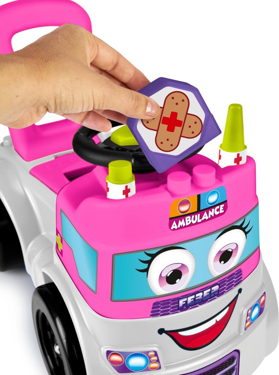 Køb Gåbil Til Børn - Ambulance Med Byggeklodser - Pink - Feber - Gucca.dk