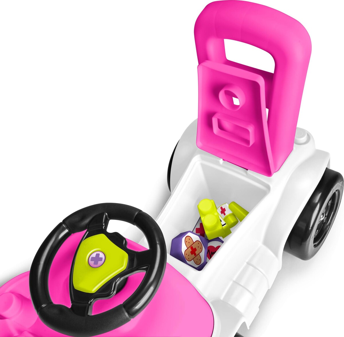Køb Gåbil Til Børn - Ambulance Med Byggeklodser - Pink - Feber - Gucca.dk