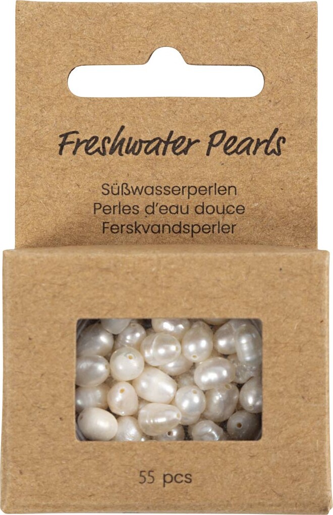 Ferskvandsperler - Gennemboret På Tværs - Ø 4-6 Mm - Hulstr 1 Mm -