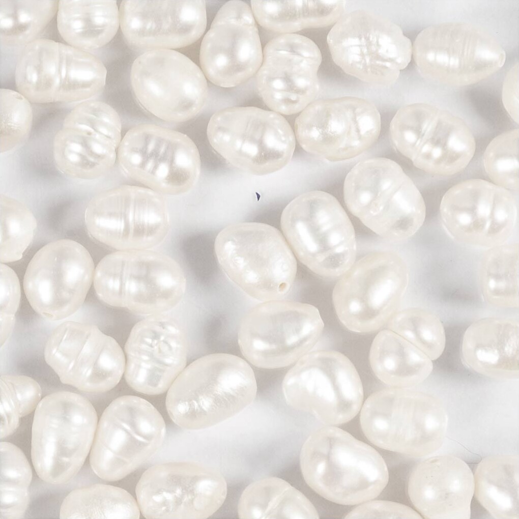 Ferskvandsperler - Gennemboret På Tværs - Ø 4-6 Mm - Hulstr 1 Mm -