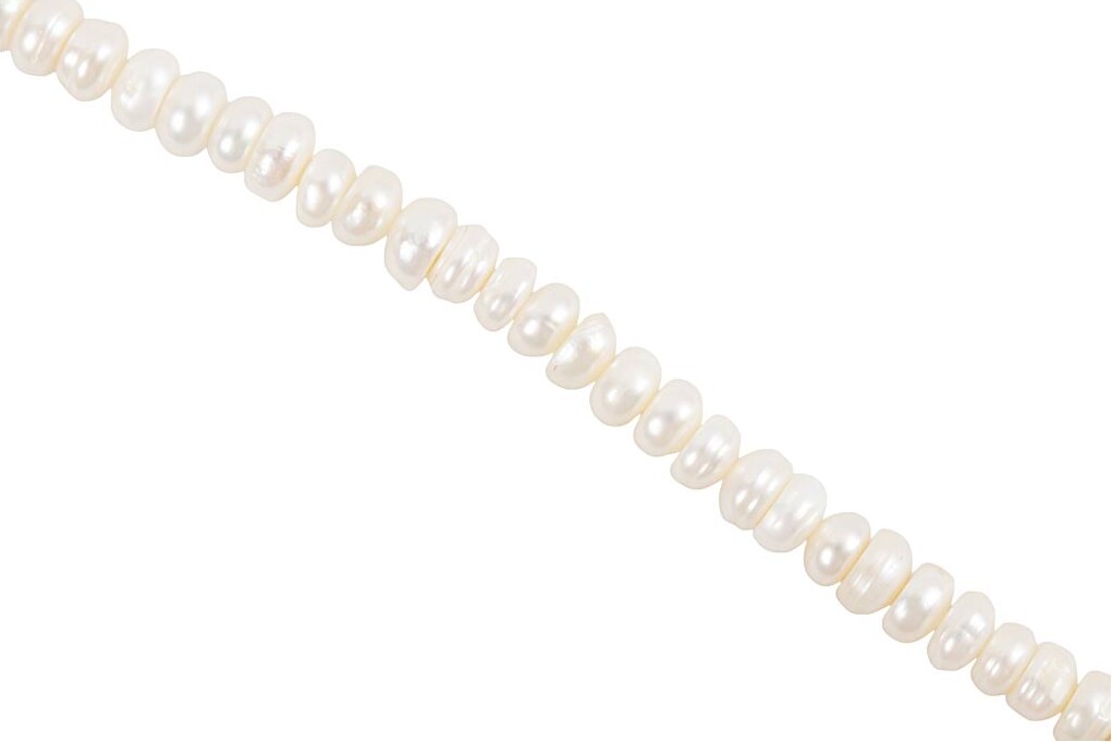 Ferskvandsperler - Str 4-6 Mm - Hulstr 1 Mm - Perlemor - 40 Cm