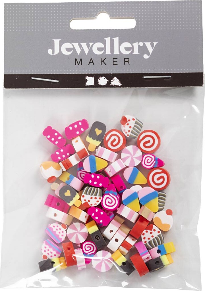 Figurperler - Slik - Kager Og Is - Ø 10 Mm - Hulstr 1 5 Mm - 60 Stk